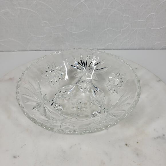 Vintage Crystal 3 Toed Footed Cut Glass Bowl 6.5"x2.5" Clear Candy Trinket Dish - Picture 5 of 16